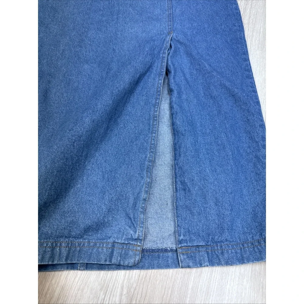 VTG Truly Yours Womens Y2K Blue Denim Maxi Front Slit Button Skirt Causal Sz 22W